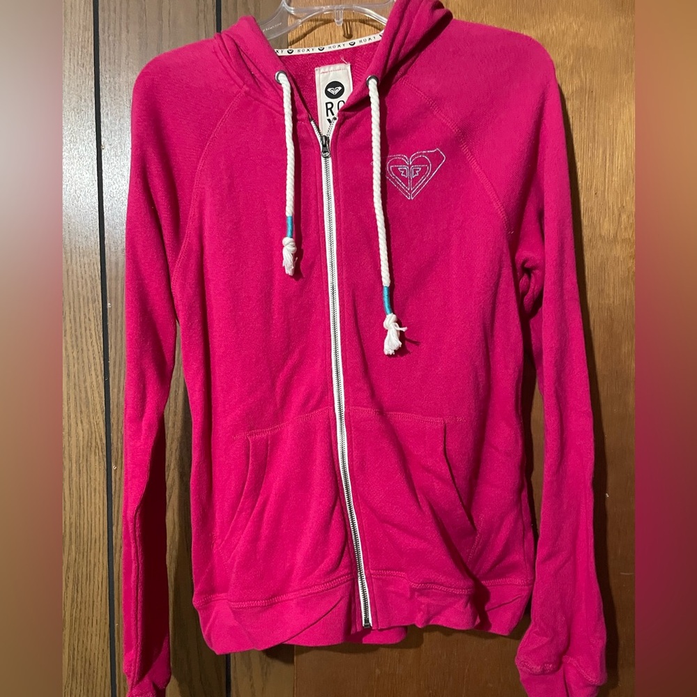 Roxy Vintage Full Zip Hoodie. Hot Pink. Large. Lightweight. Y2K